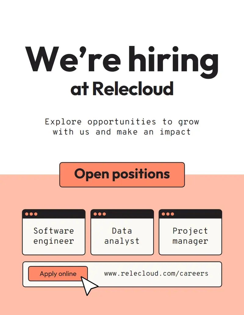 Simple modern hiring flyer Pink modern, simple, outlined, digital